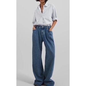 The Frankie Shop Hayla Wide Leg Baggy Jeans XL/XXL Adjustable Waist Cotton